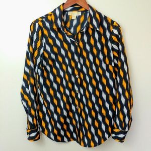 Michael Kors blue/orang button shirt women  Sz S